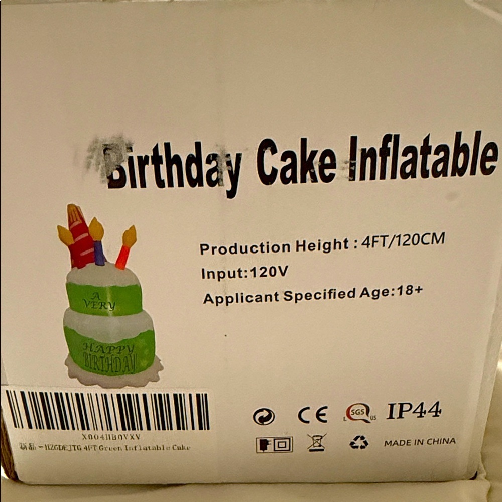Birthday Cake Inflatable Decoration. 4Ft.